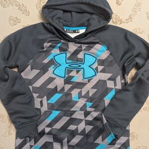 Under Armour Kids' Charcoal and Teal Geometric Hoodie